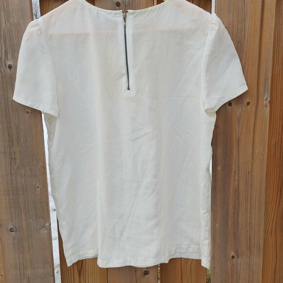 PURE Alfred Sung Front Pleated Blouse Size Large Zipper Back - Picture 3 of 3